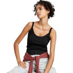 NWT Wild Fable Size 1X BLACK Ribbed Tank Top Cami Camisole